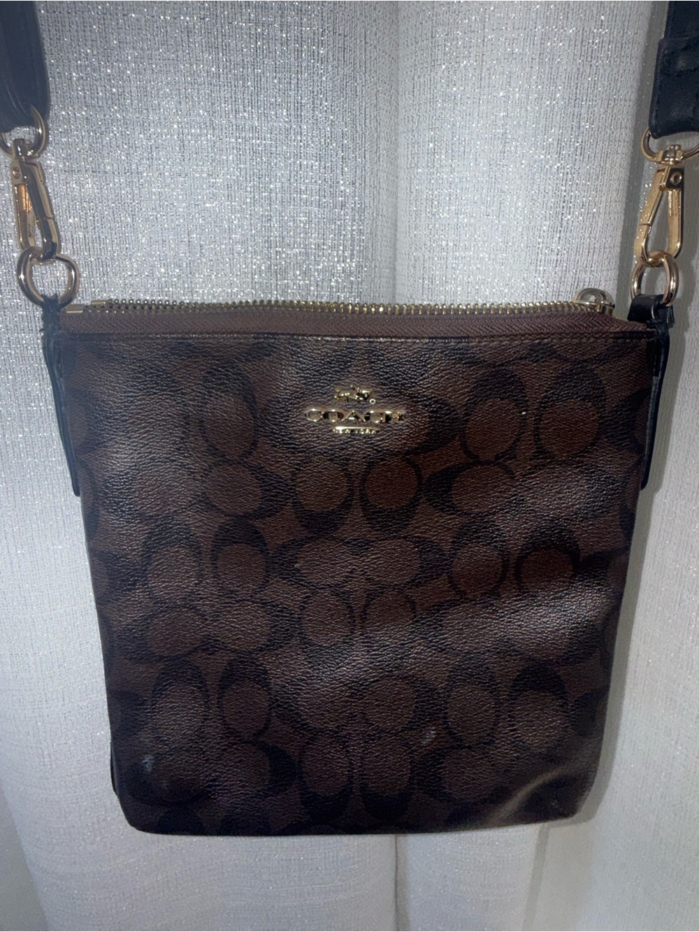 Coach Signature Brown PVC Leather Crossbody Bag